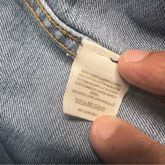 Free People Cypress Farm Denim Jacket Sweater Sleeve Women’s Size M L030724 - Picture 5 of 6